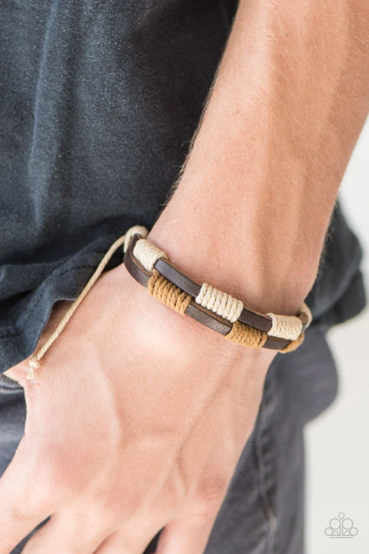 Paparazzi Trail Warrior - Brown - Leather - Sliding Knot Bracelet