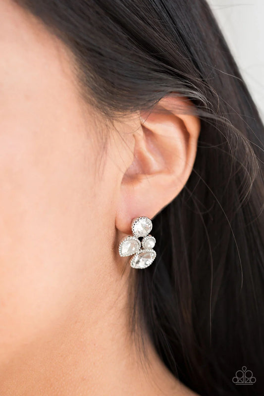 Paparazzi ♥ Super Superstar - White ♥ Post Earrings