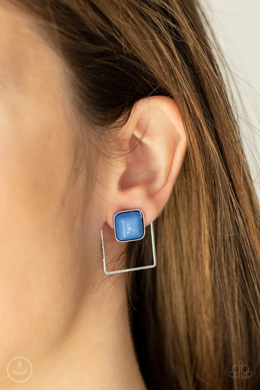 Paparazzi ♥ FLAIR and Square - Blue ♥ Post Earrings
