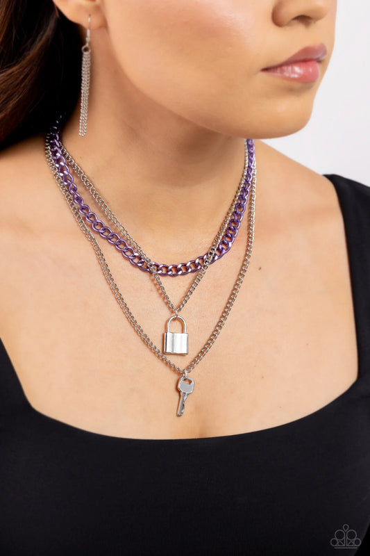 Paparazzi ♥ Locked Labor - Purple ♥ Necklace