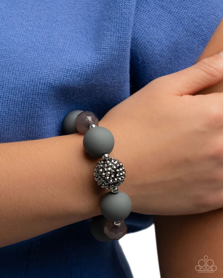 Paparazzi Product ~ Hematite Hallmark - Complete Look - Silver