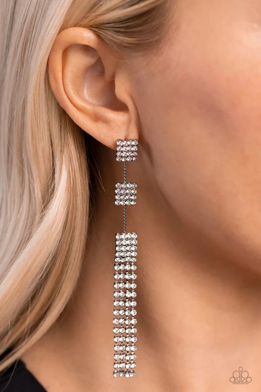 Paparazzi ♥ Fiercely Free-Falling - Black ♥ Post Earrings