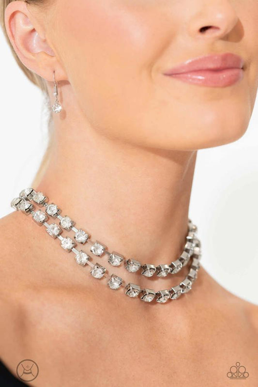 Paparazzi ♥ Glistening Gallery - White ♥ Necklace