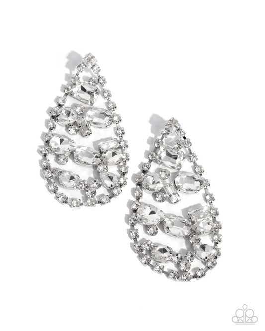 Paparazzi ♥ Giant Glitter - White ♥ Post Earrings