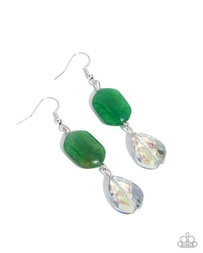 Paparazzi ♥ Brilliant Beauty Queen - Green ♥ Earrings