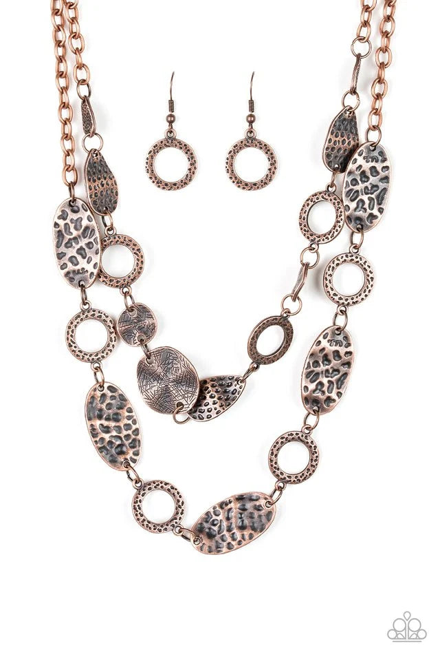 Paparazzi ♥ Trippin On Texture - Copper ♥ Necklace