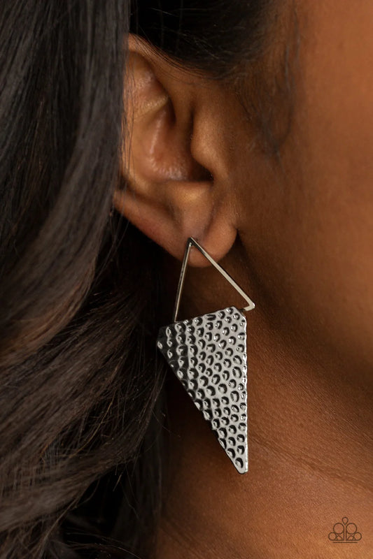 Paparazzi ♥ Have A Bite - Silver ♥ Post Earrings