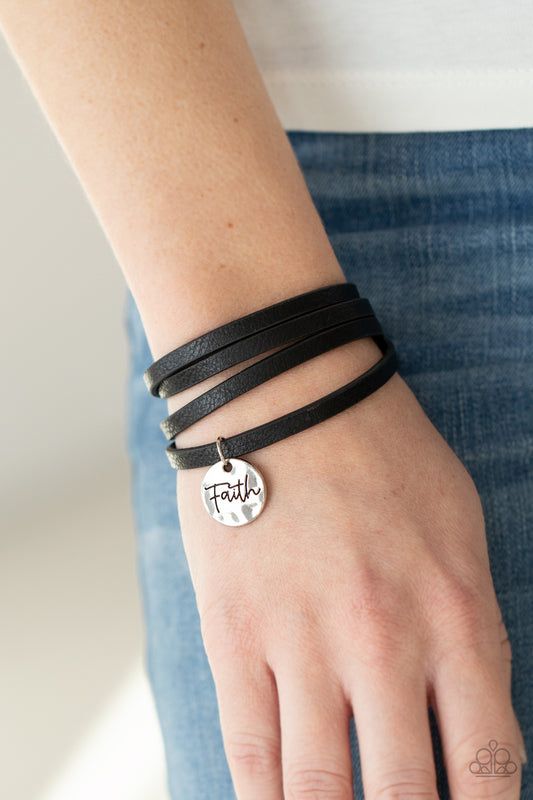 Wonderfully Worded - Black Bracelet