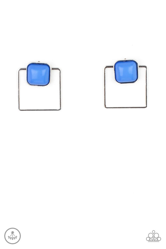 Paparazzi ♥ FLAIR and Square - Blue ♥ Post Earrings