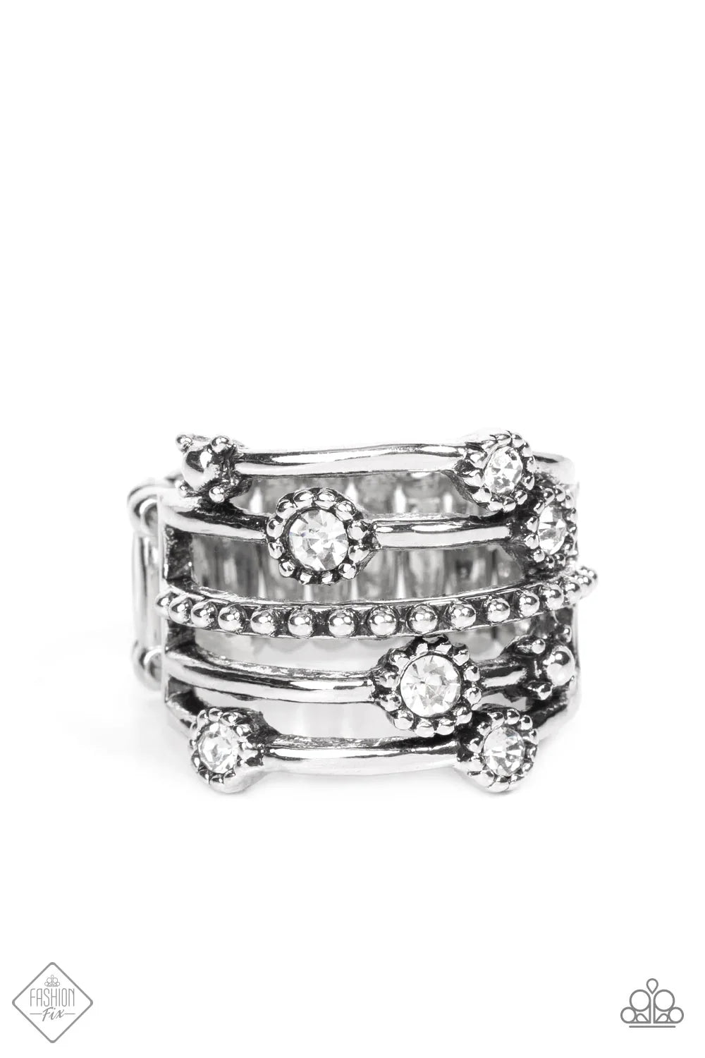 Paparazzi ♥ Rhinestone Studded Ritz - White ♥ Ring