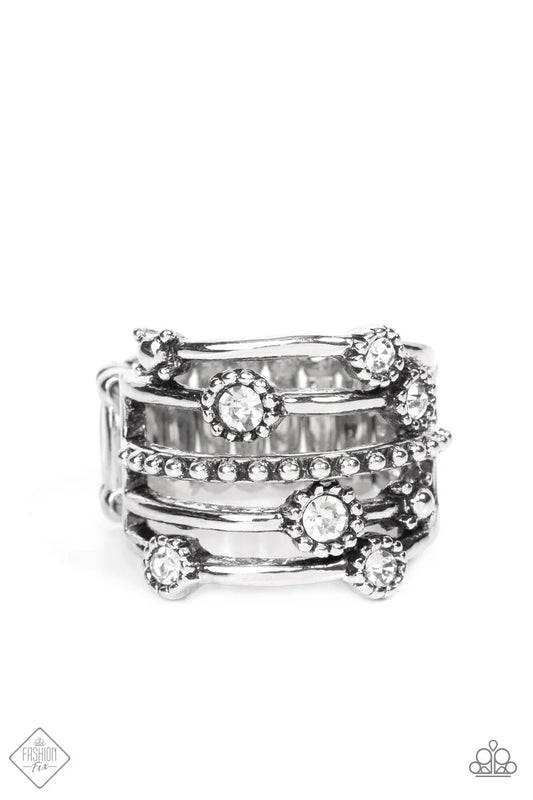Paparazzi ♥ Rhinestone Studded Ritz - White ♥ Ring