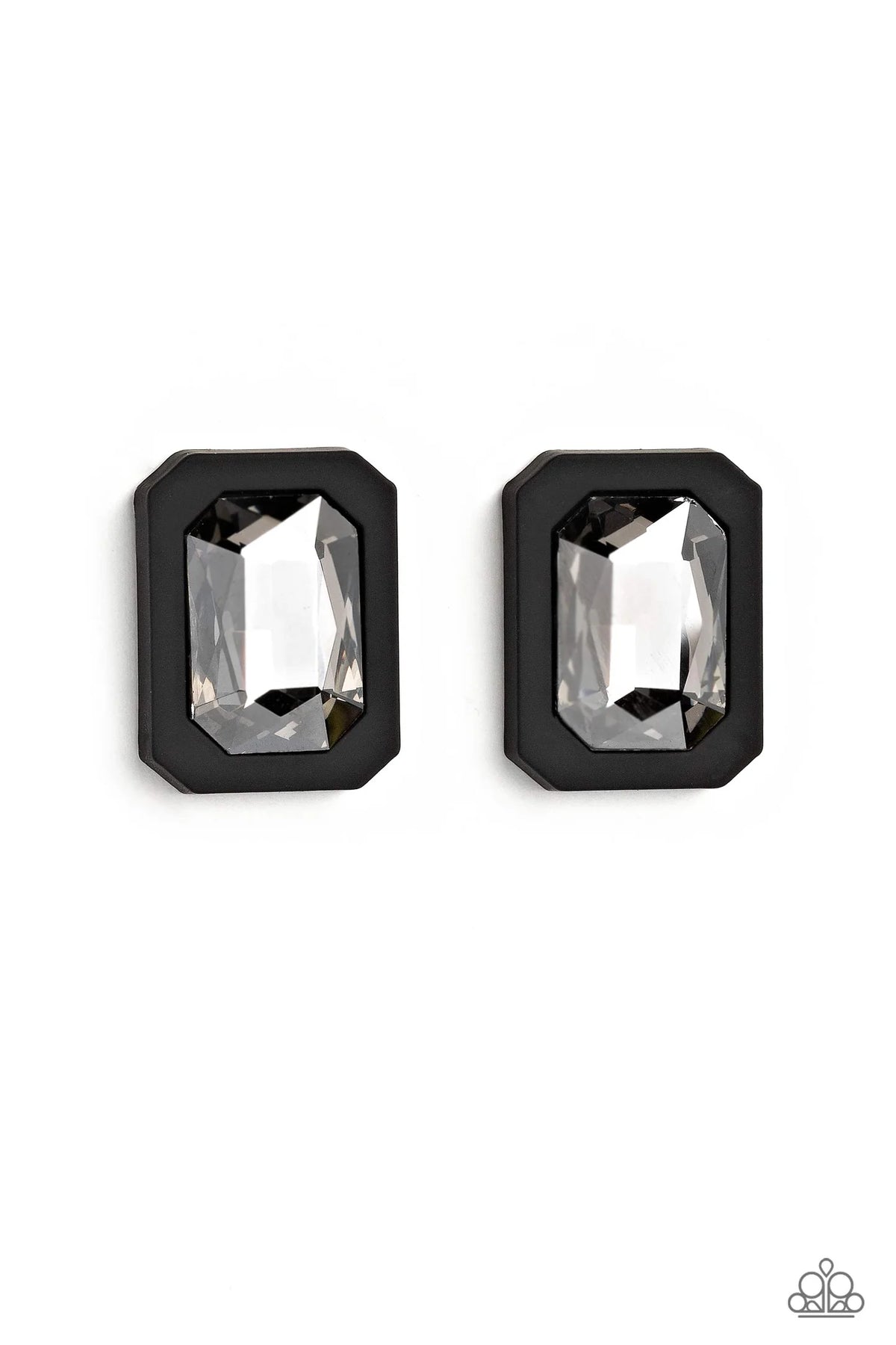 Paparazzi ♥ Edgy Emeralds - Black ♥ Post Earrings