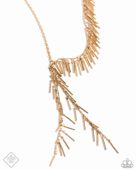 Paparazzi ♥ Linear Leap - Gold ♥ Necklace