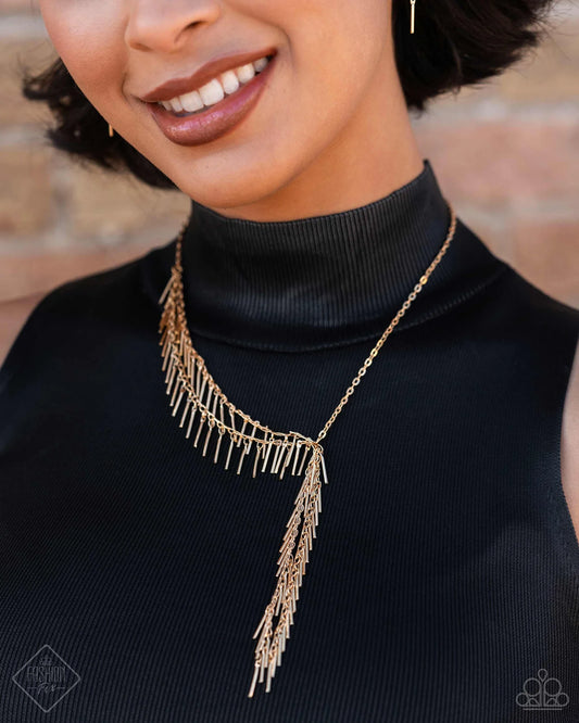 Paparazzi ♥ Linear Leap - Gold ♥ Necklace