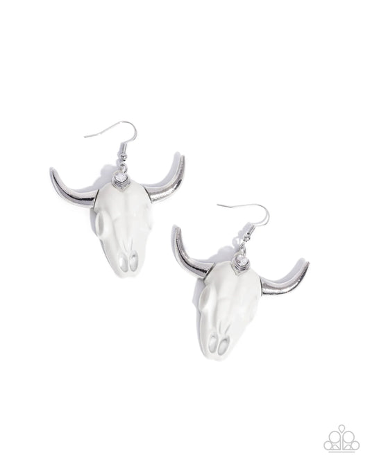 Paparazzi ♥ Southwestern Skull - White ♥ Earrings