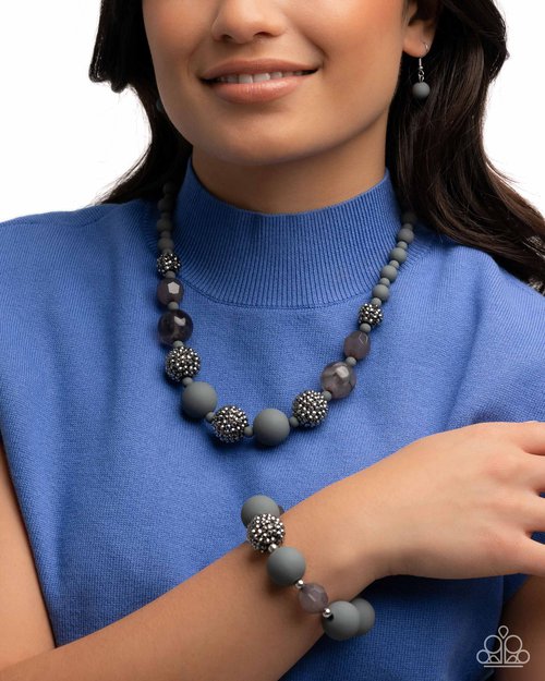 Paparazzi Product ~ Hematite Hallmark - Complete Look - Silver