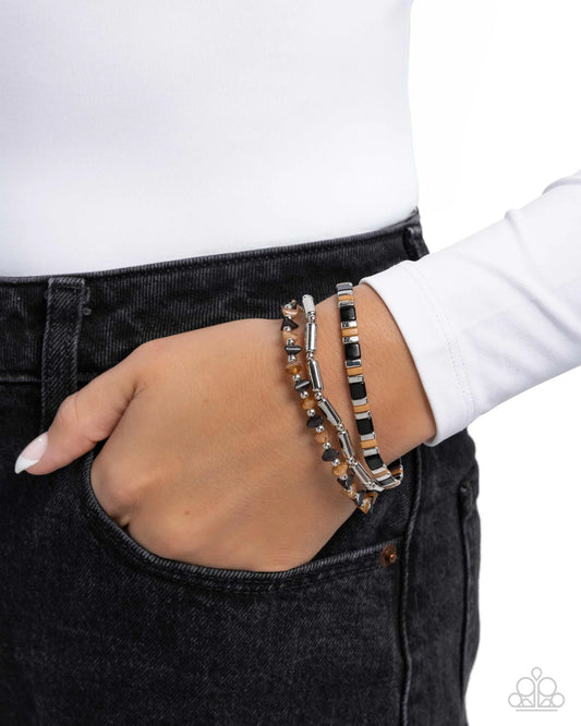Paparazzi ♥ Serendipitous Stack - Black ♥ Bracelet