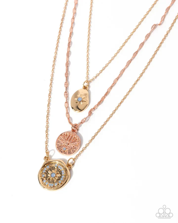 Paparazzi Stellar Spectacle - Multi Gold Copper Disc Layered Short Necklace