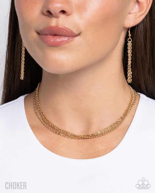 Industrial Independence - gold - Paparazzi necklace