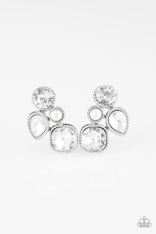 Paparazzi ♥ Super Superstar - White ♥ Post Earrings